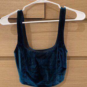 Urban Outfitters Maddie Ribbed Velvet Cropped Tank Top - Turquoise